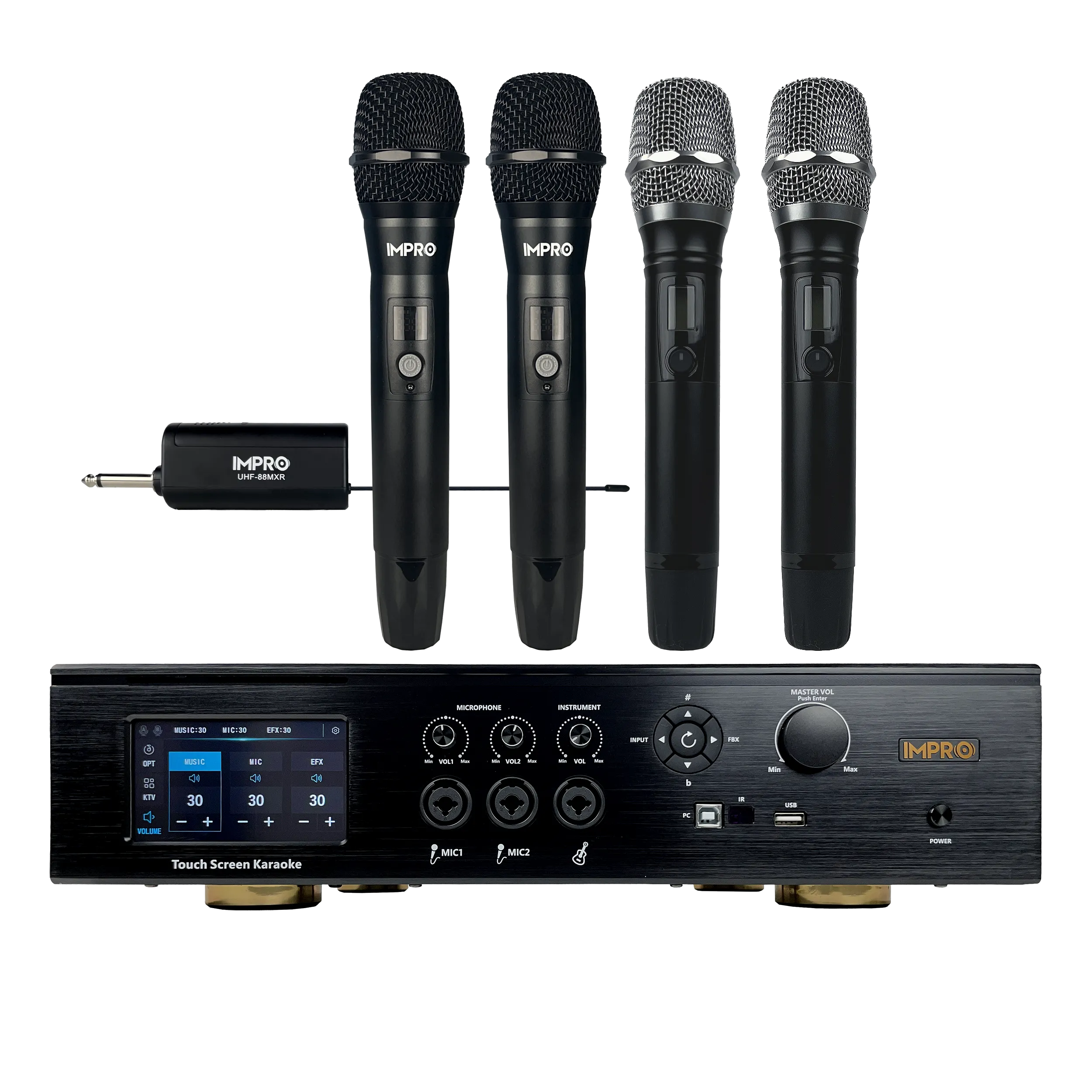ImPro MA-8 1800W Mixing Amplifier Bundle with ImPro UHF-88MXR Wireless Microphones