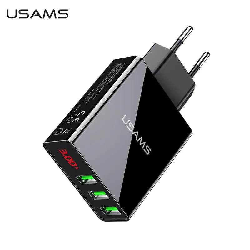 LED Display 3 Port USB Phone Charger