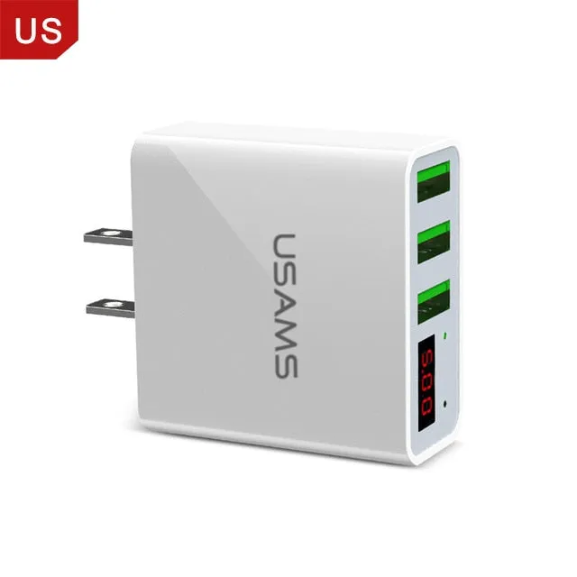 LED Display 3 Port USB Phone Charger