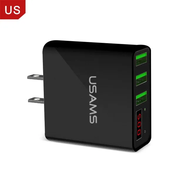 LED Display 3 Port USB Phone Charger