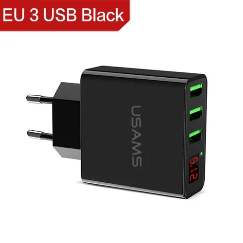 LED Display 3 Port USB Phone Charger