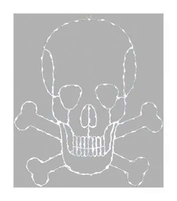 LED Halloween Decoration, Skull & Crossbone, 190 White Lights, 24-In.