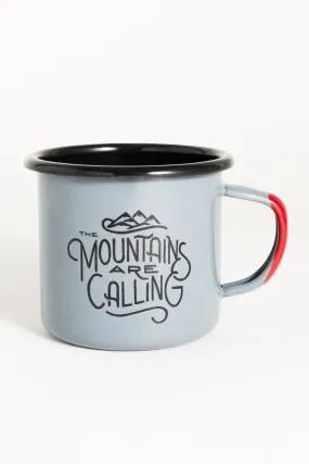 MOUNTAINS ARE CALLING ENAMEL MUG