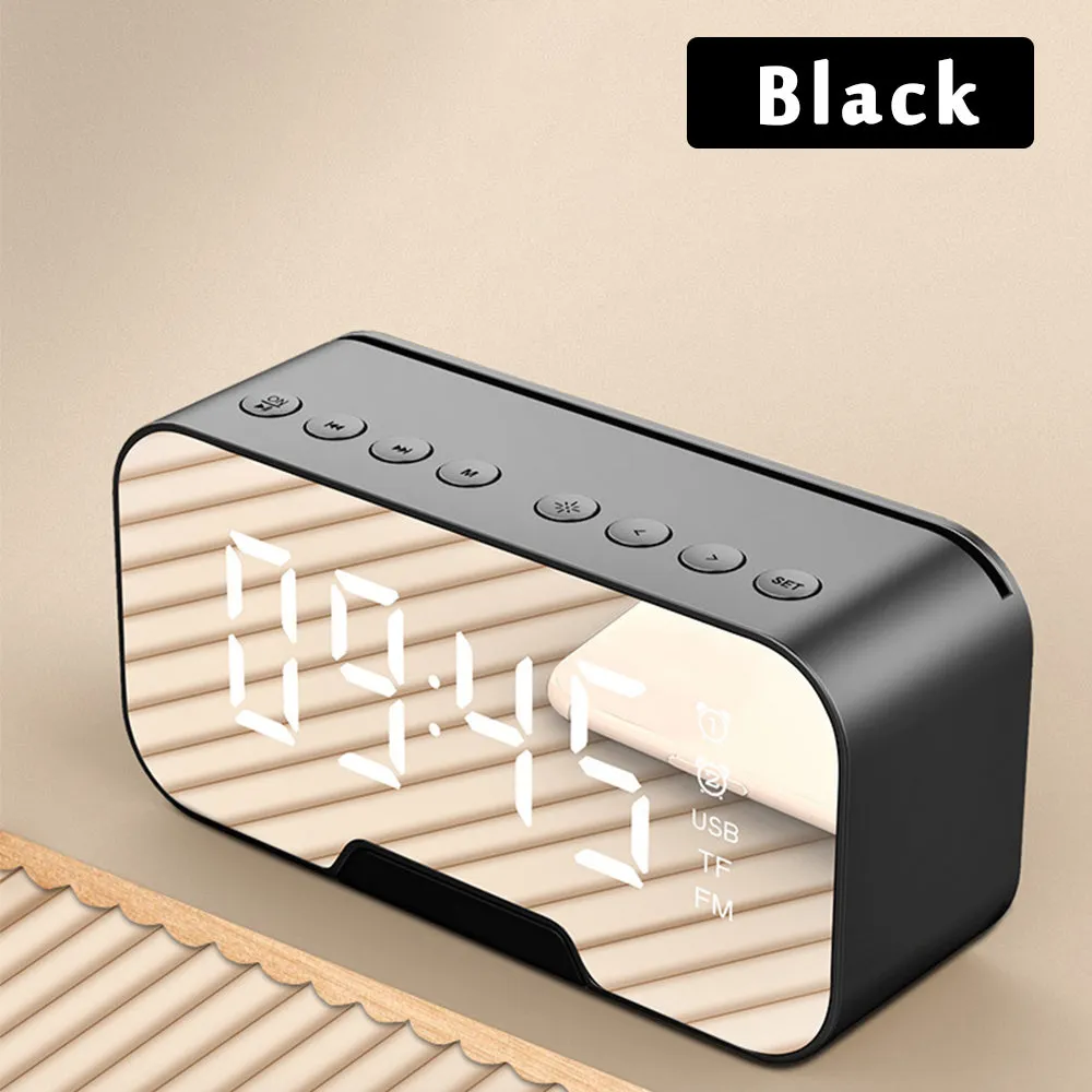 Multifunction Alarm Clock Mirror LED Alarm Clock Multifunction Wireless Bluetooth Music Player Electronic Digital Alarm Clock