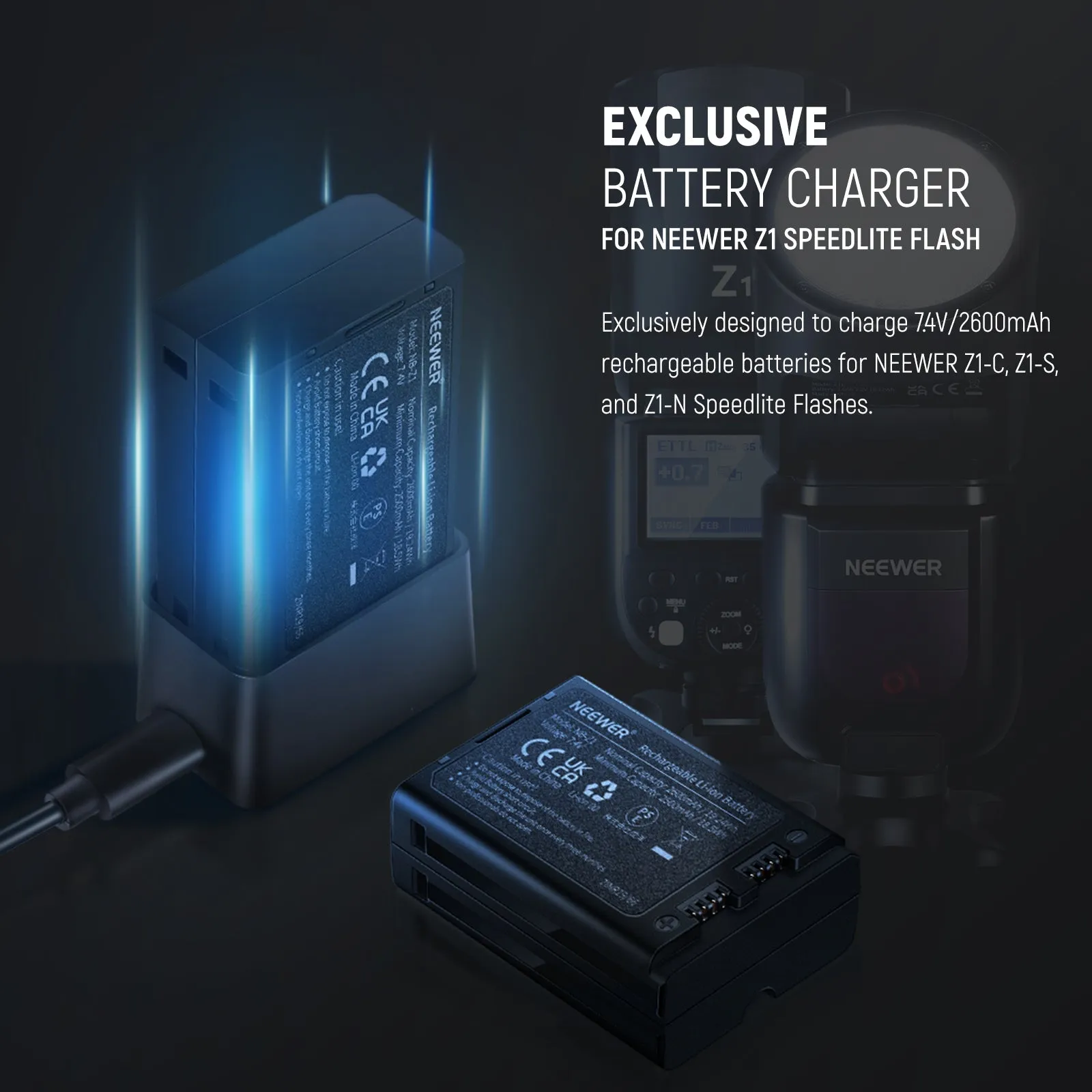 NEEWER Z1/ Z2 Flash Lithium Battery and USB Charger Set
