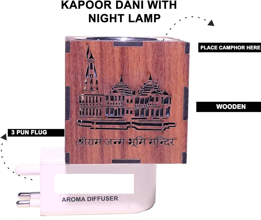 Night Lamp Aroma Burner Electric Incence Burner, Aroma Kapoor Dani, Electric Kapur Burner, Electric Dhoop Dani for Home,Office (Ram Mandir)
