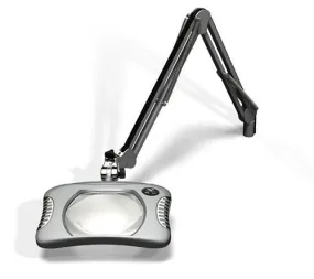 OC White 82400-4-S Green-Lite&trade; LED Magnifier with 7" Rectangular, 4 Diopter Lens & Edge Clamp, Silver