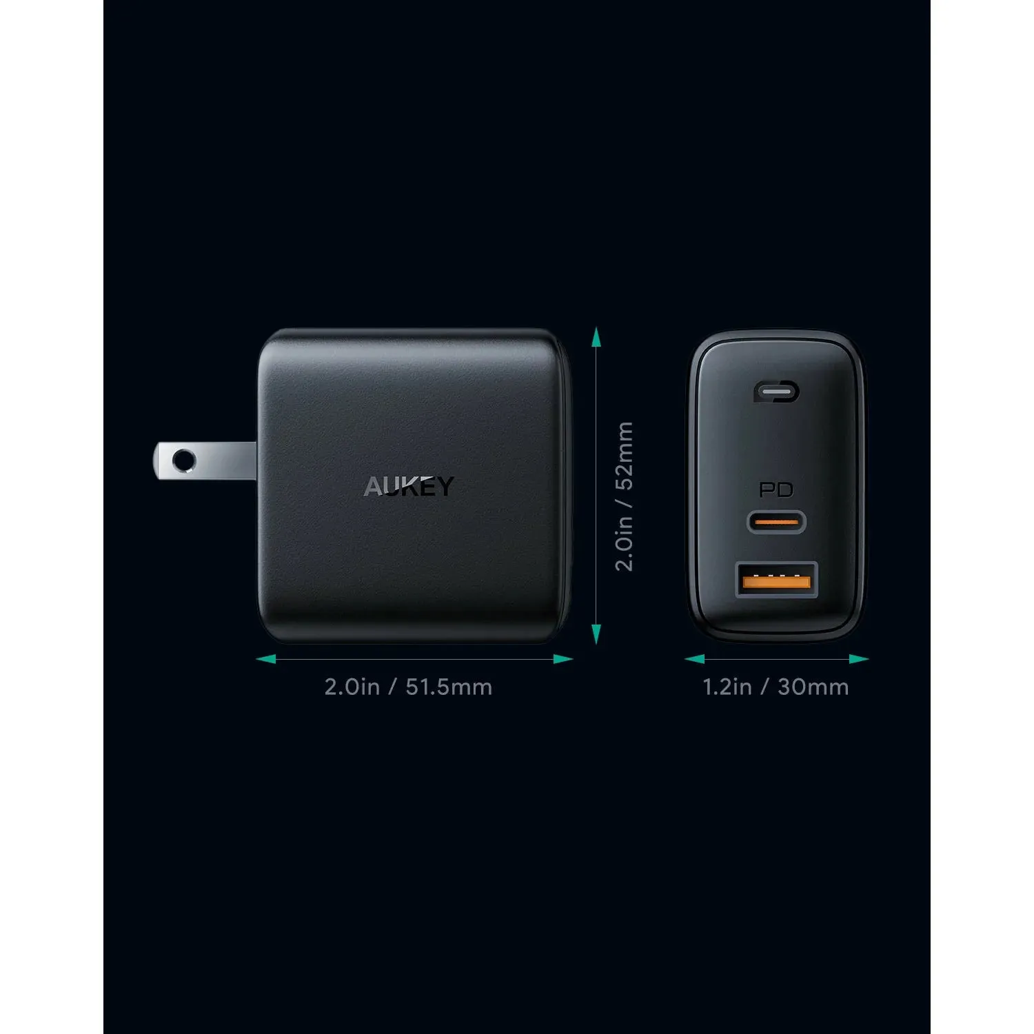Omnia Mix 65W Dual-Port Fast GaN Charger with USB-A & USB-C Ports
