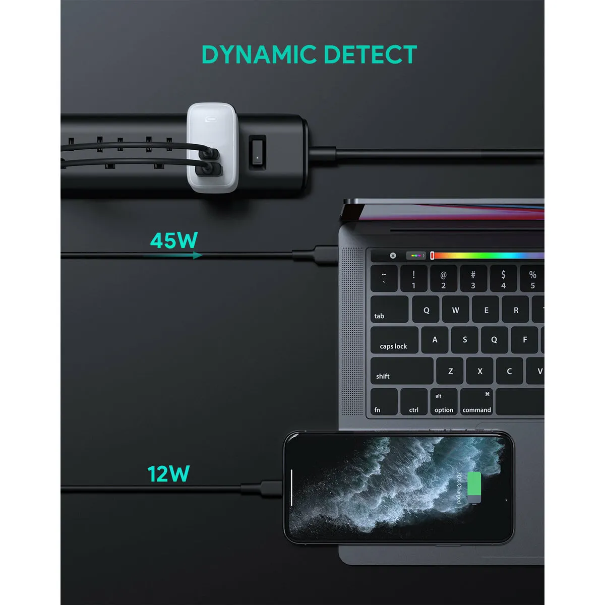 Omnia Mix 65W Dual-Port Fast GaN Charger with USB-A & USB-C Ports