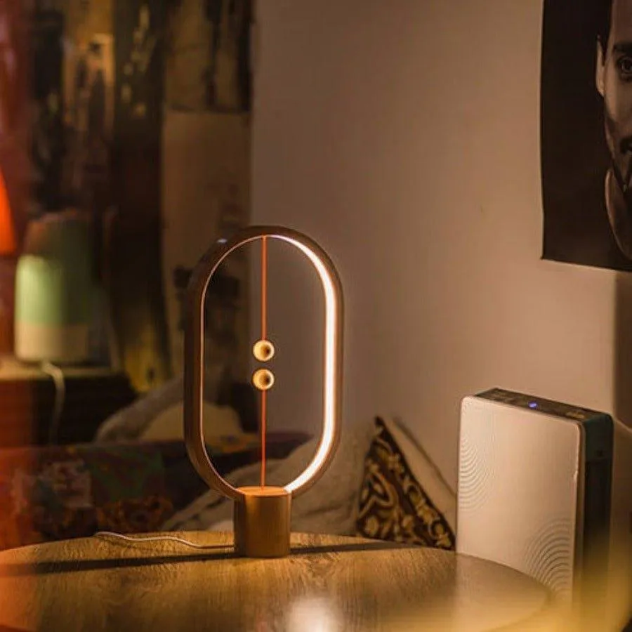 Oval Shape Magnetic LED Lamp - Wood