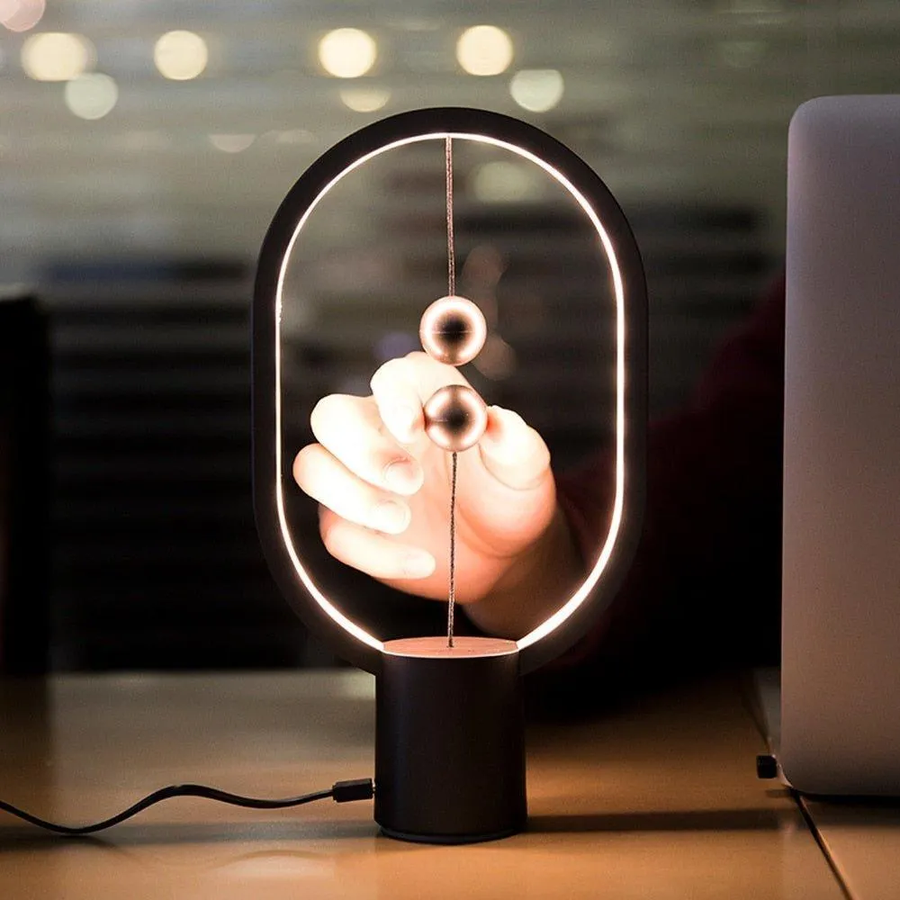 Oval Shape Magnetic Smart LED Lamp - Black