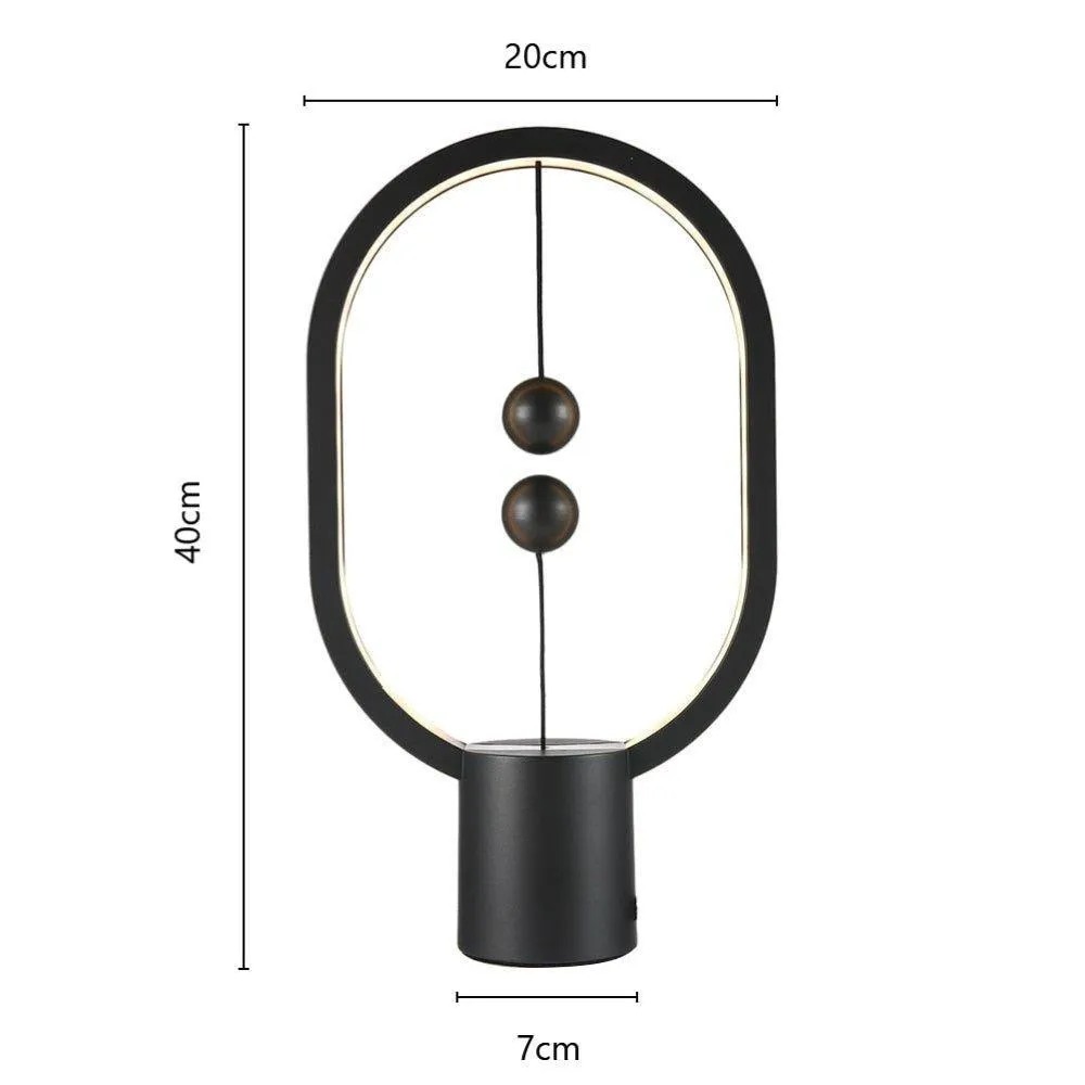 Oval Shape Magnetic Smart LED Lamp - Black