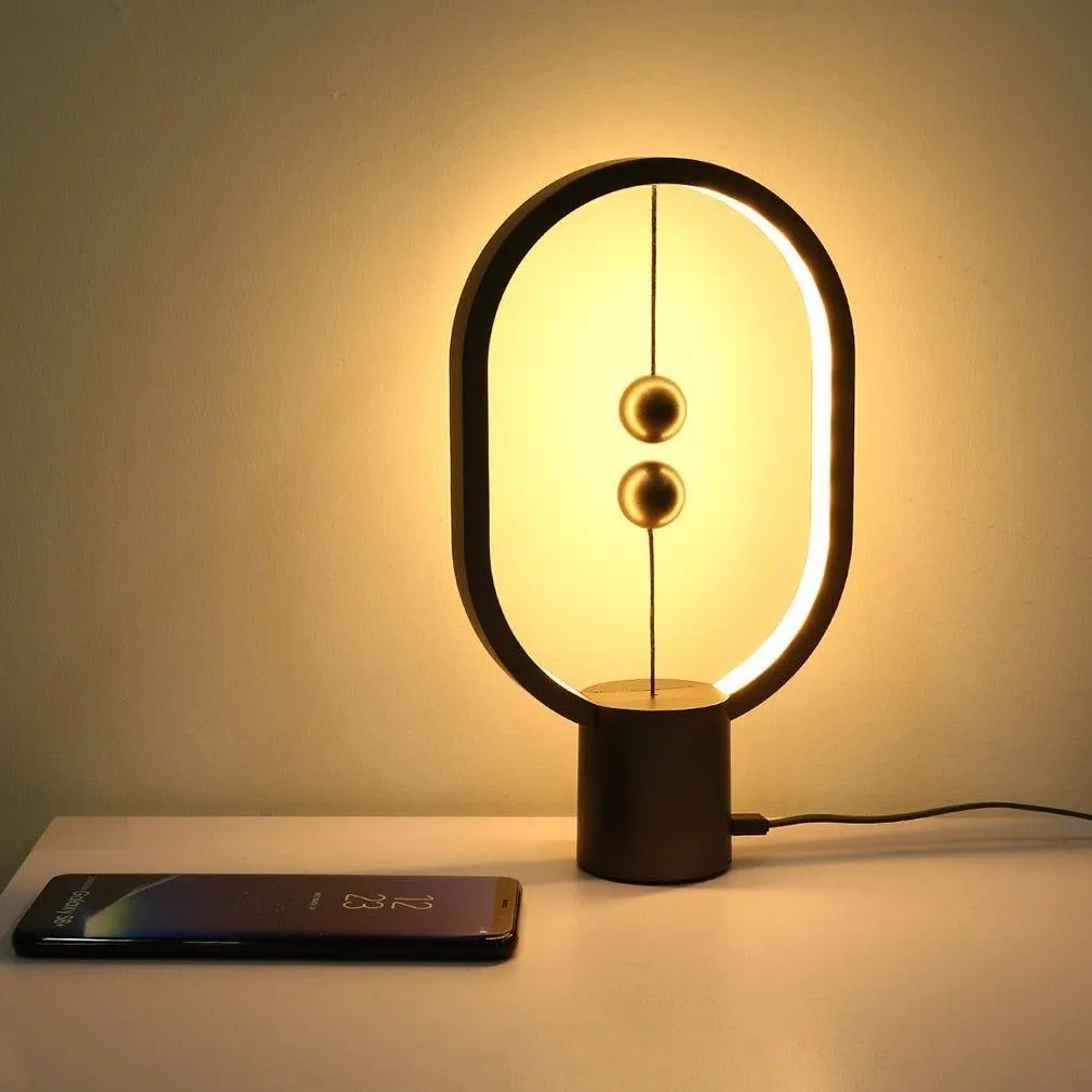 Oval Shape Magnetic Smart LED Lamp - Black