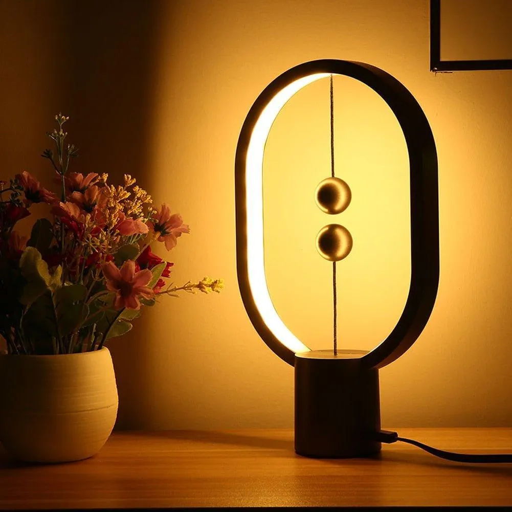 Oval Shape Magnetic Smart LED Lamp - Black