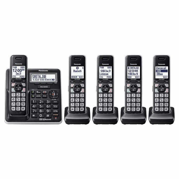 Panasonic KX-TG985SK DECT 6.0 Bluetooth 5-handset Phone Bundle