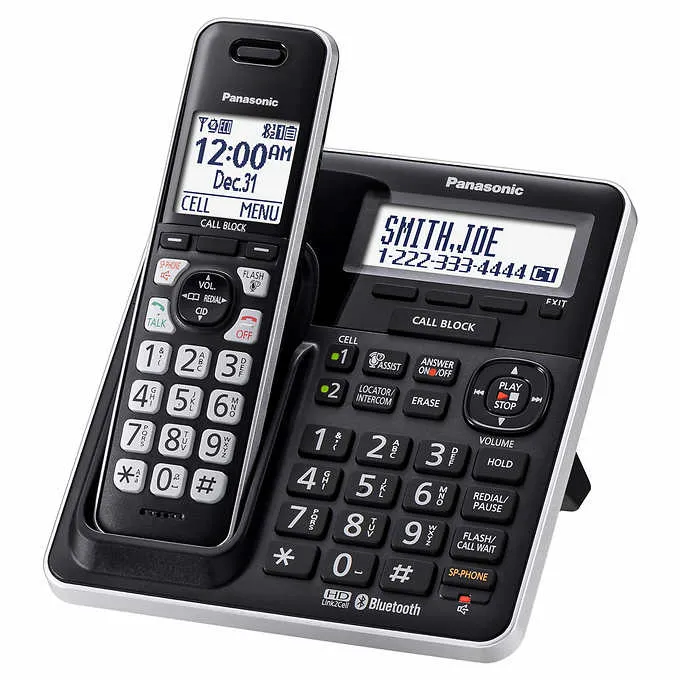 Panasonic KX-TG985SK DECT 6.0 Bluetooth 5-handset Phone Bundle