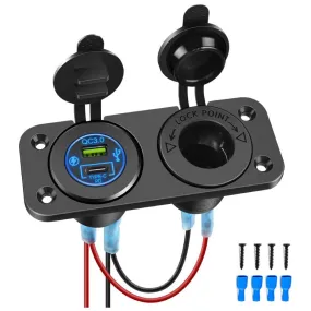 PD Type C and USB Charger Cigarette Lighter Socket Pre-Wired 12V 24V