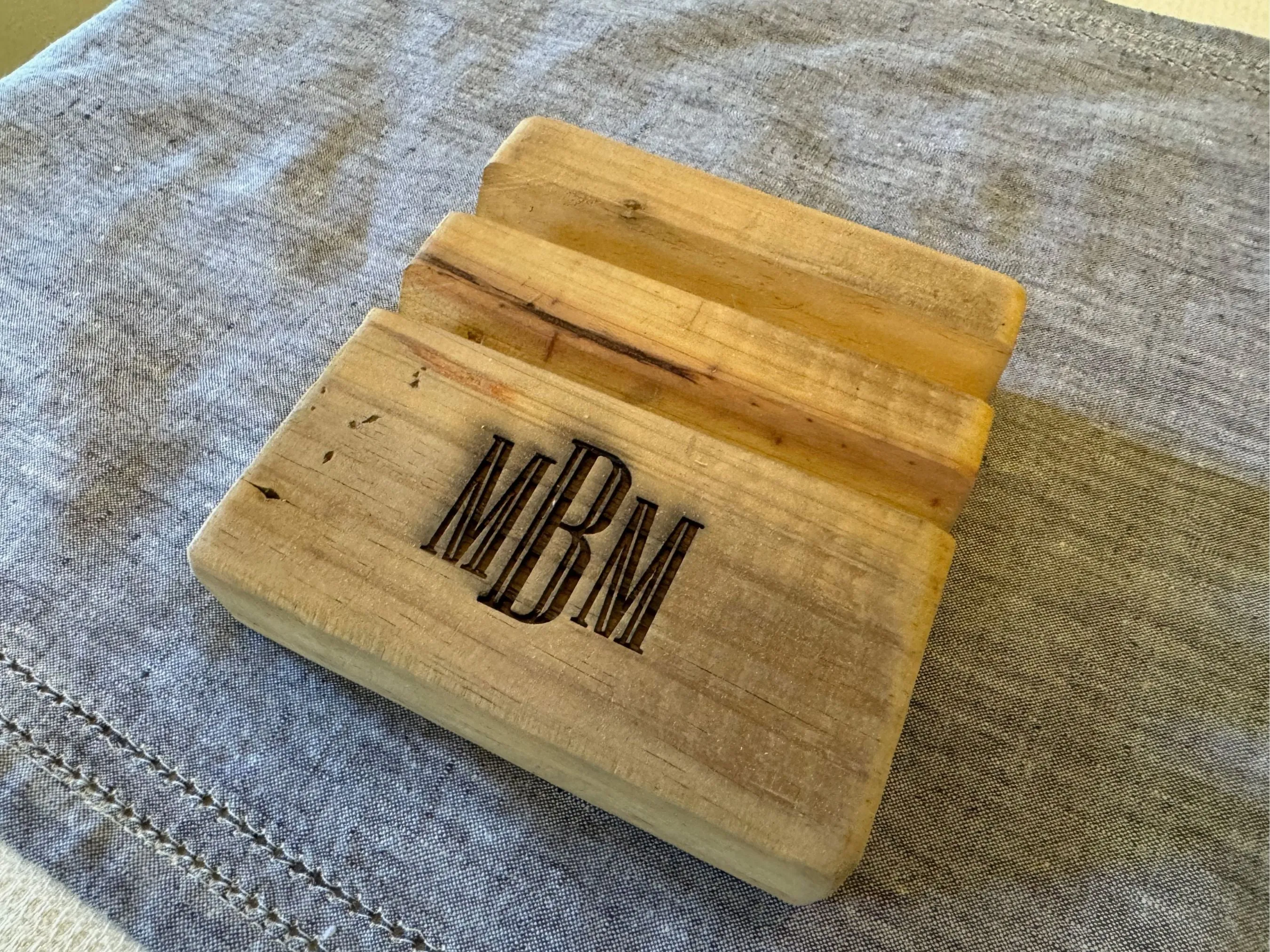 Personalized Rustic Phone / Business Card Holder