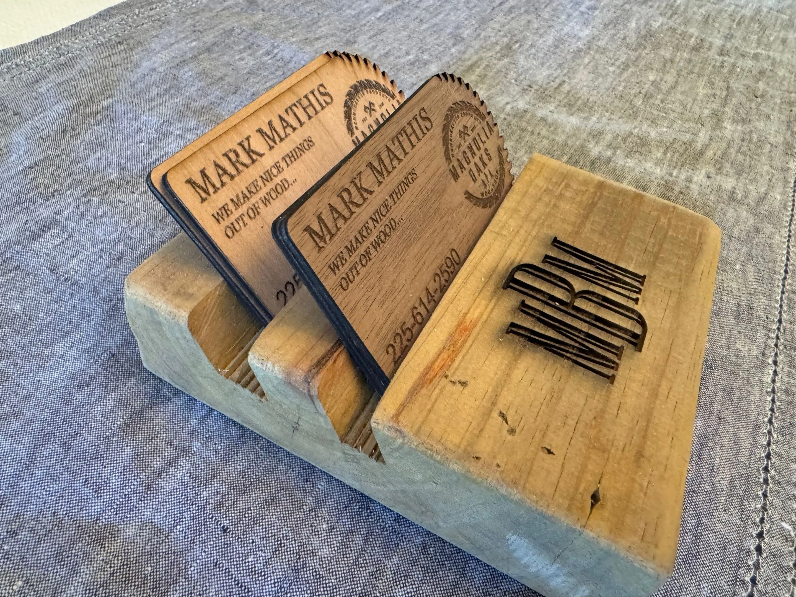 Personalized Rustic Phone / Business Card Holder