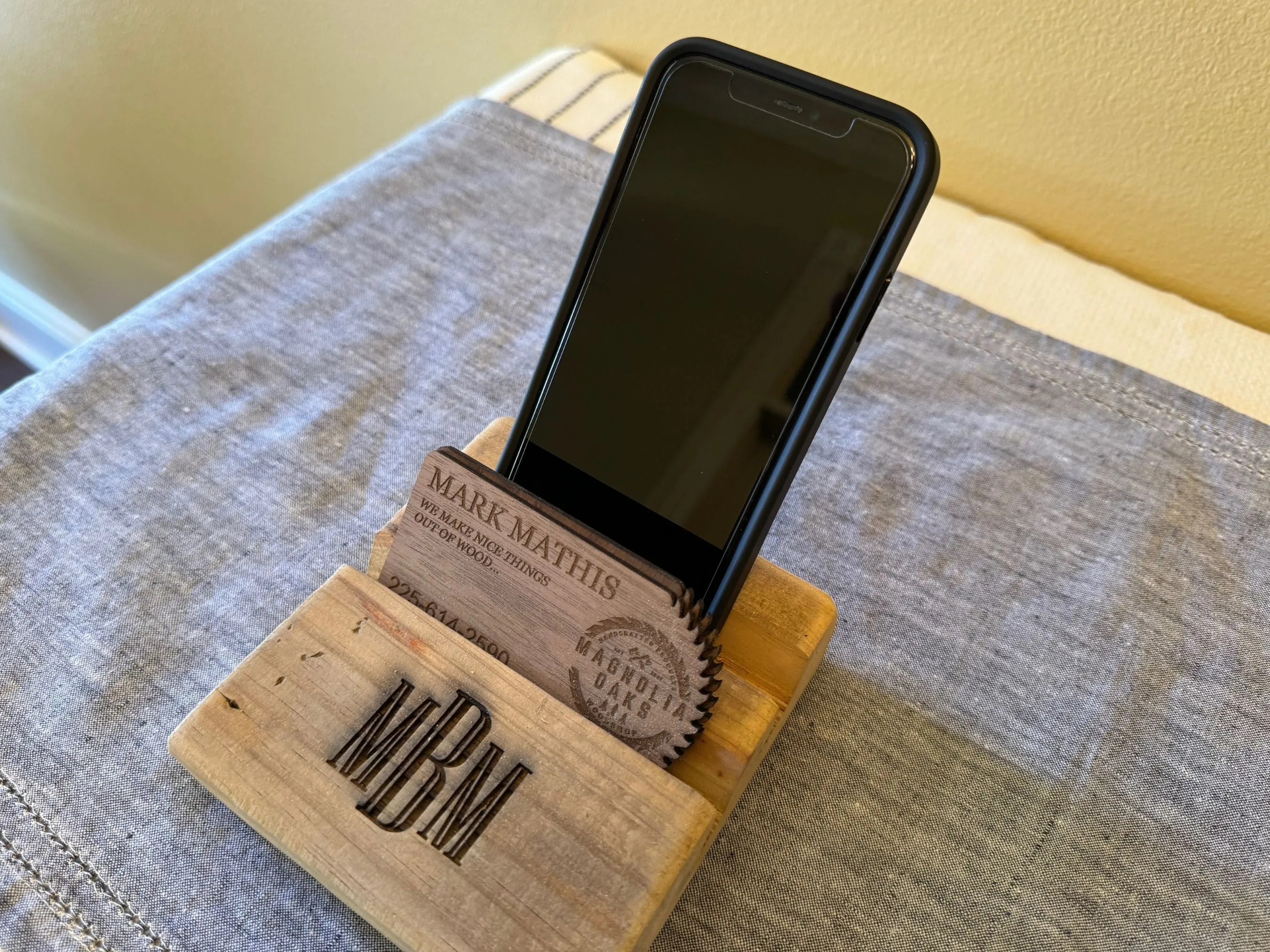Personalized Rustic Phone / Business Card Holder