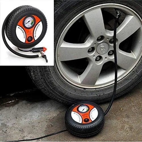 Portable Electric Mini DC 12V Tyre shape Air Compressor Pump for Car & Bike Tyre Tire Inflator Pump for Car and Bike Tyre Tire Inflator