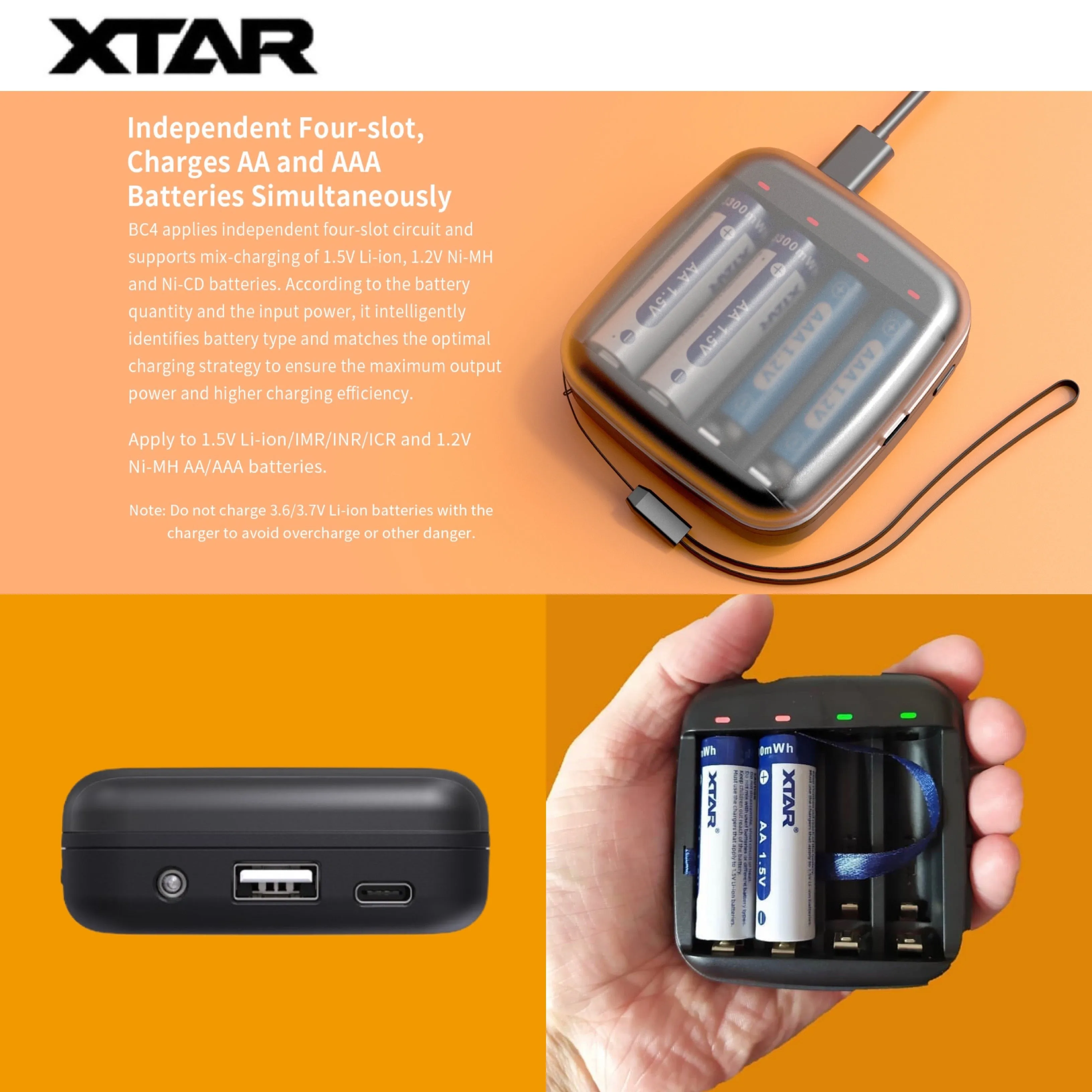 Promotion: XTAR BC4 Charger & XTAR 1.5V Li-ion Battery AA x 4 ก้อน