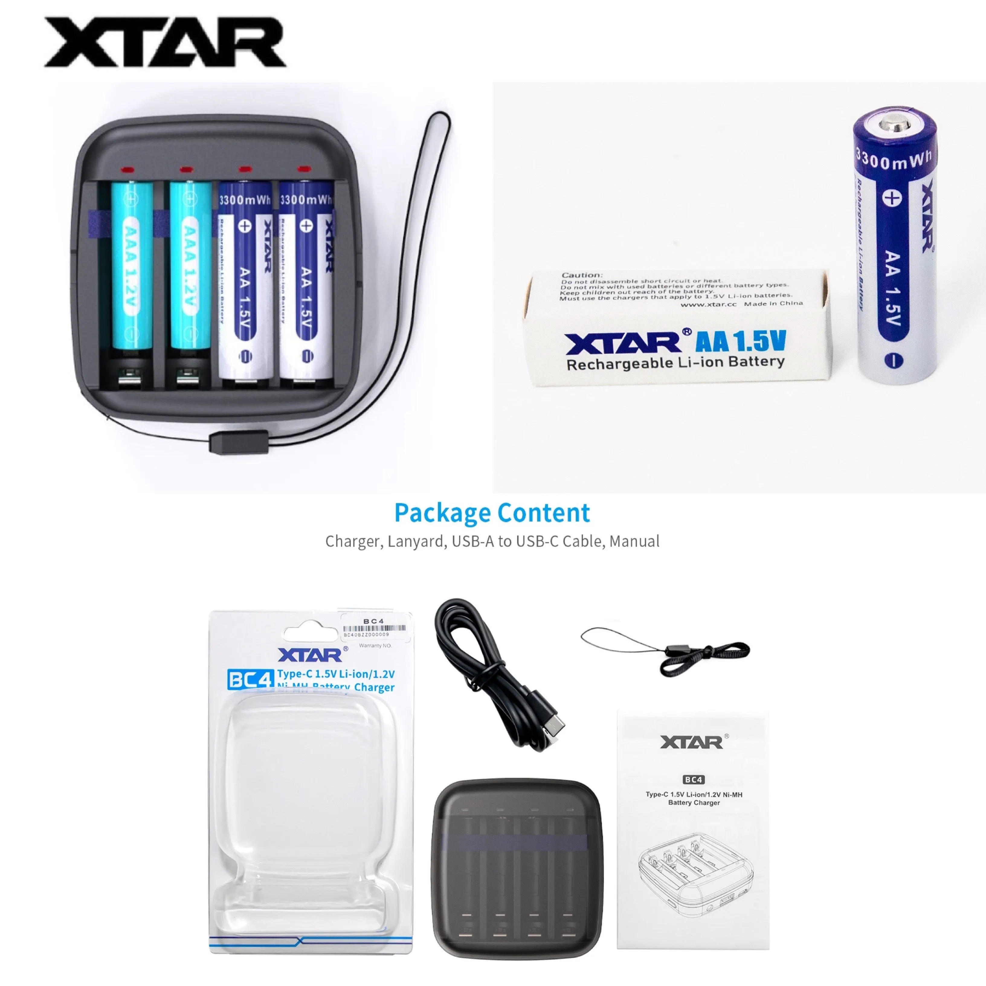 Promotion: XTAR BC4 Charger & XTAR 1.5V Li-ion Battery AA x 4 ก้อน