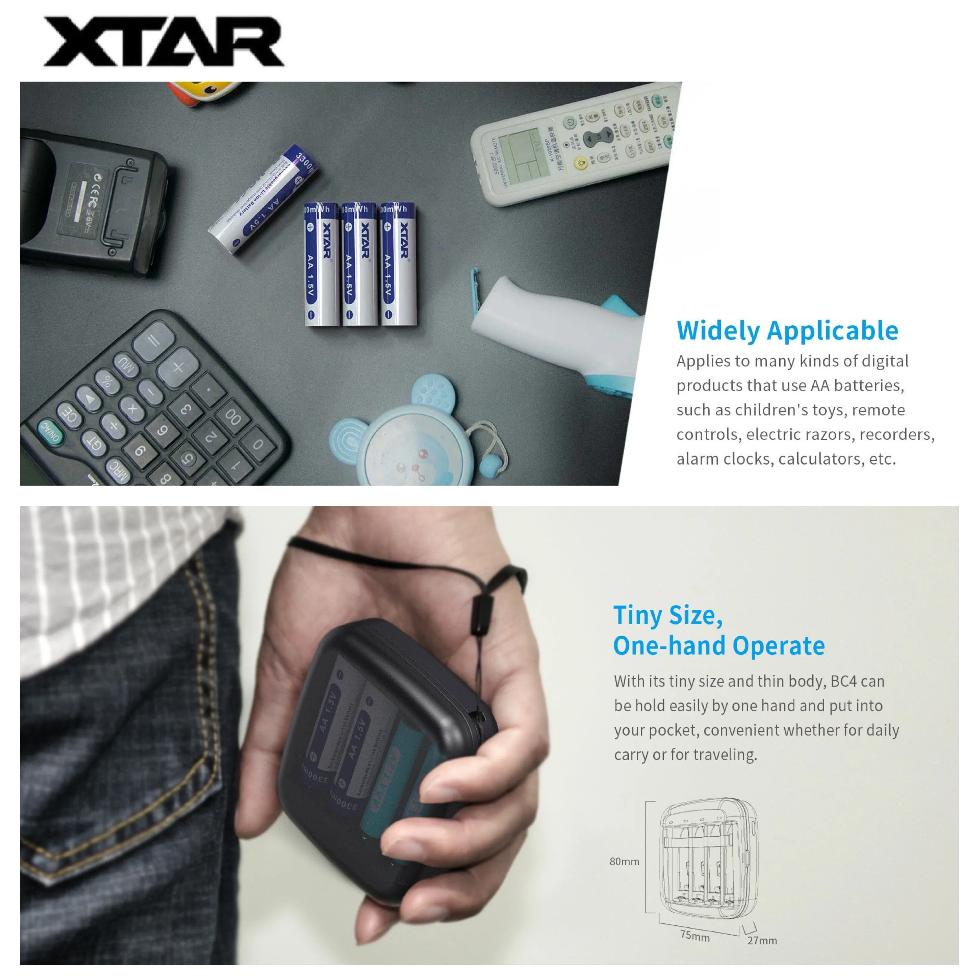 Promotion: XTAR BC4 Charger & XTAR 1.5V Li-ion Battery AA x 4 ก้อน