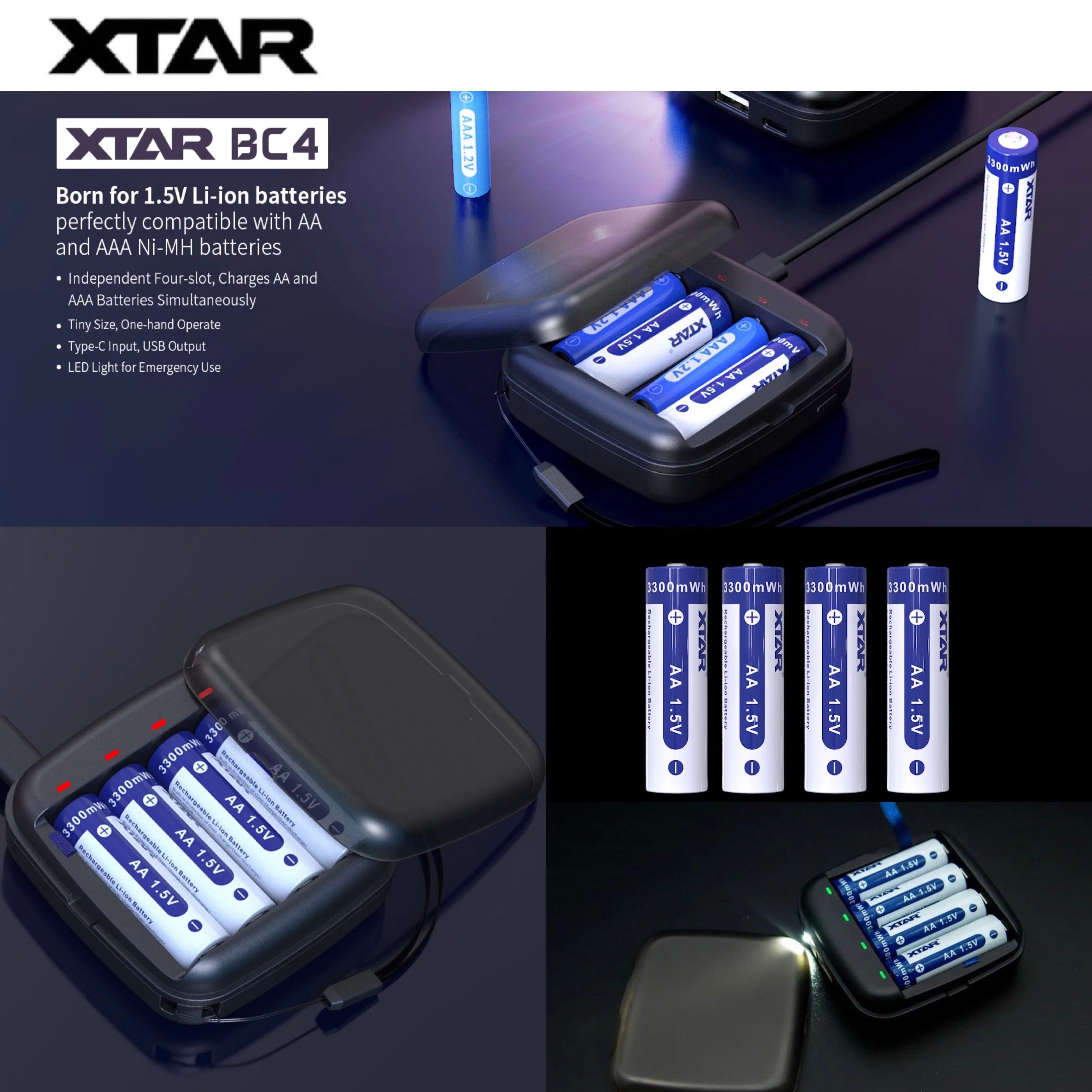 Promotion: XTAR BC4 Charger & XTAR 1.5V Li-ion Battery AA x 4 ก้อน