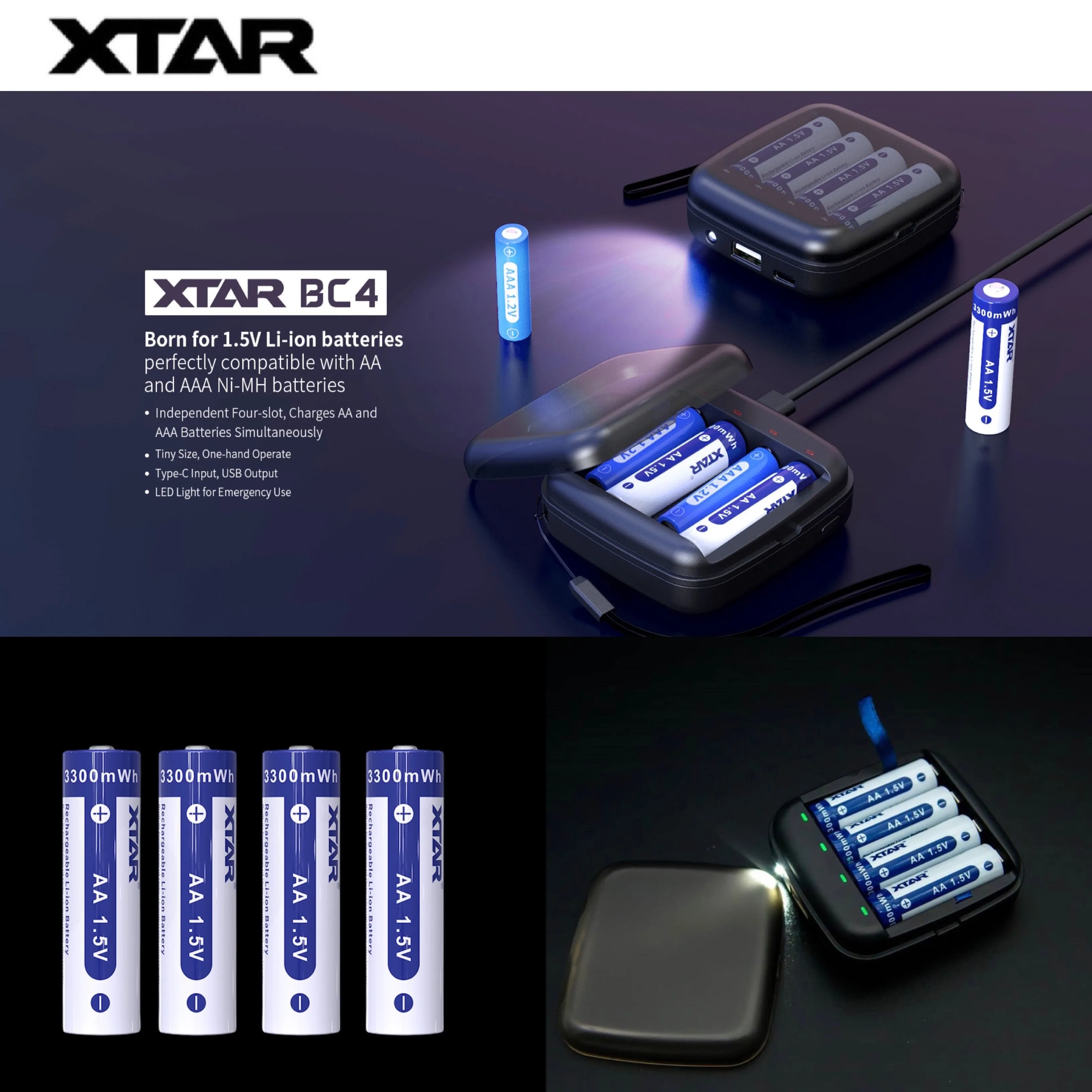 Promotion: XTAR BC4 Charger & XTAR 1.5V Li-ion Battery AA x 4 ก้อน