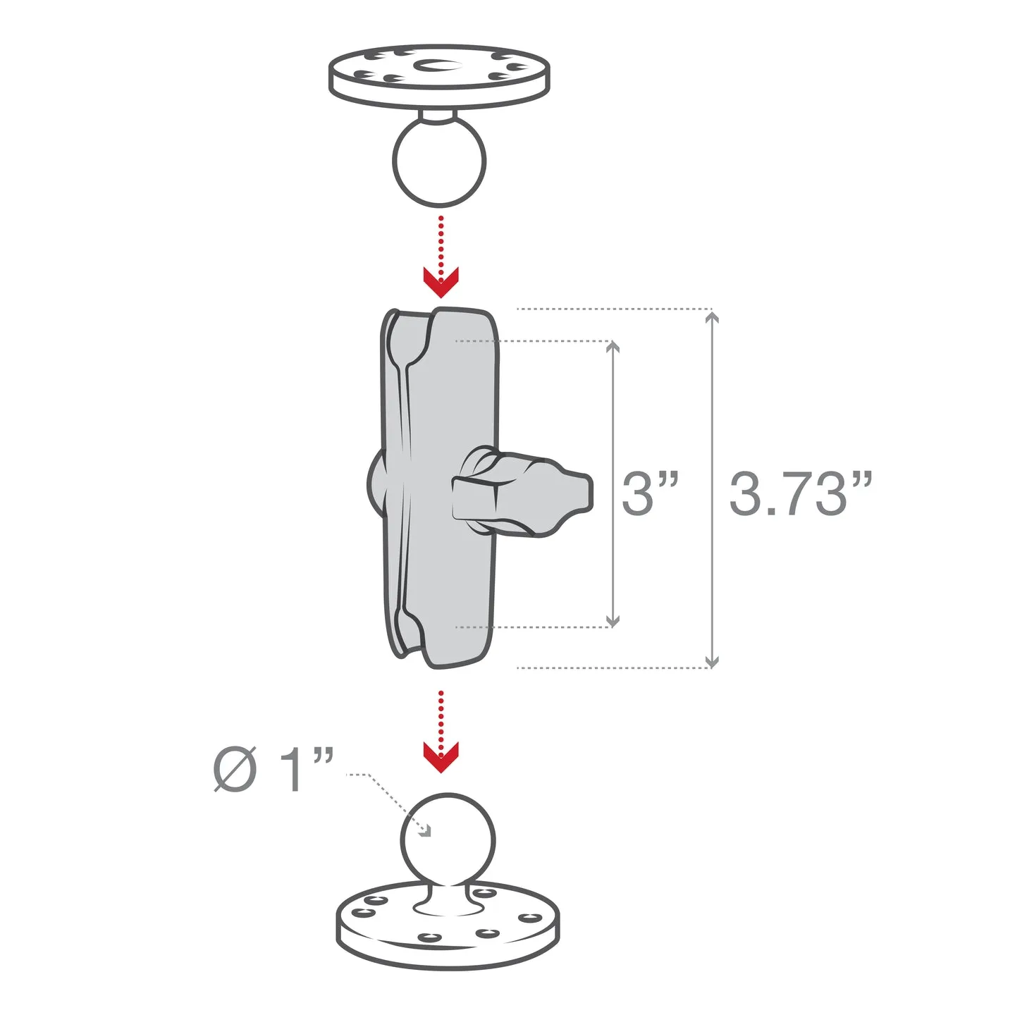 Ram Composite Double Socket Arm - B Size Medium | RAP-B-201U