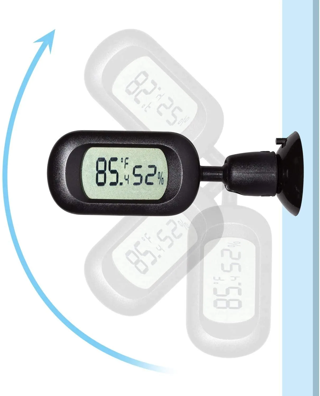 REPTI ZOO Reptile Terrarium Thermometer Hygrometer Digital Display 2PCS 360 Degree Rotation with Suction Cup, 3-Sides Mounting