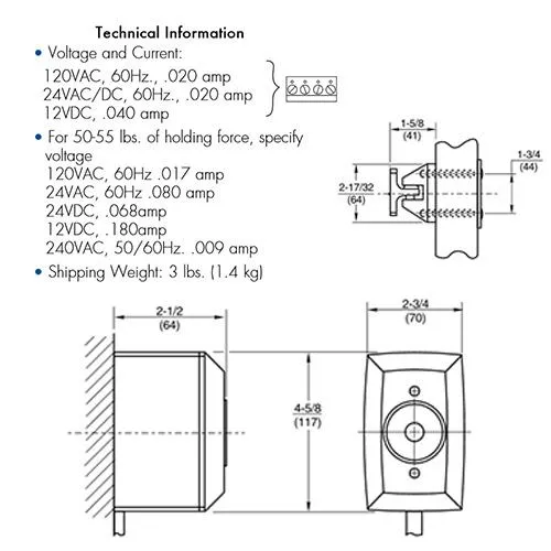 Rixson 996M Electromagnetic Door Holder/Release, Surface Mounted