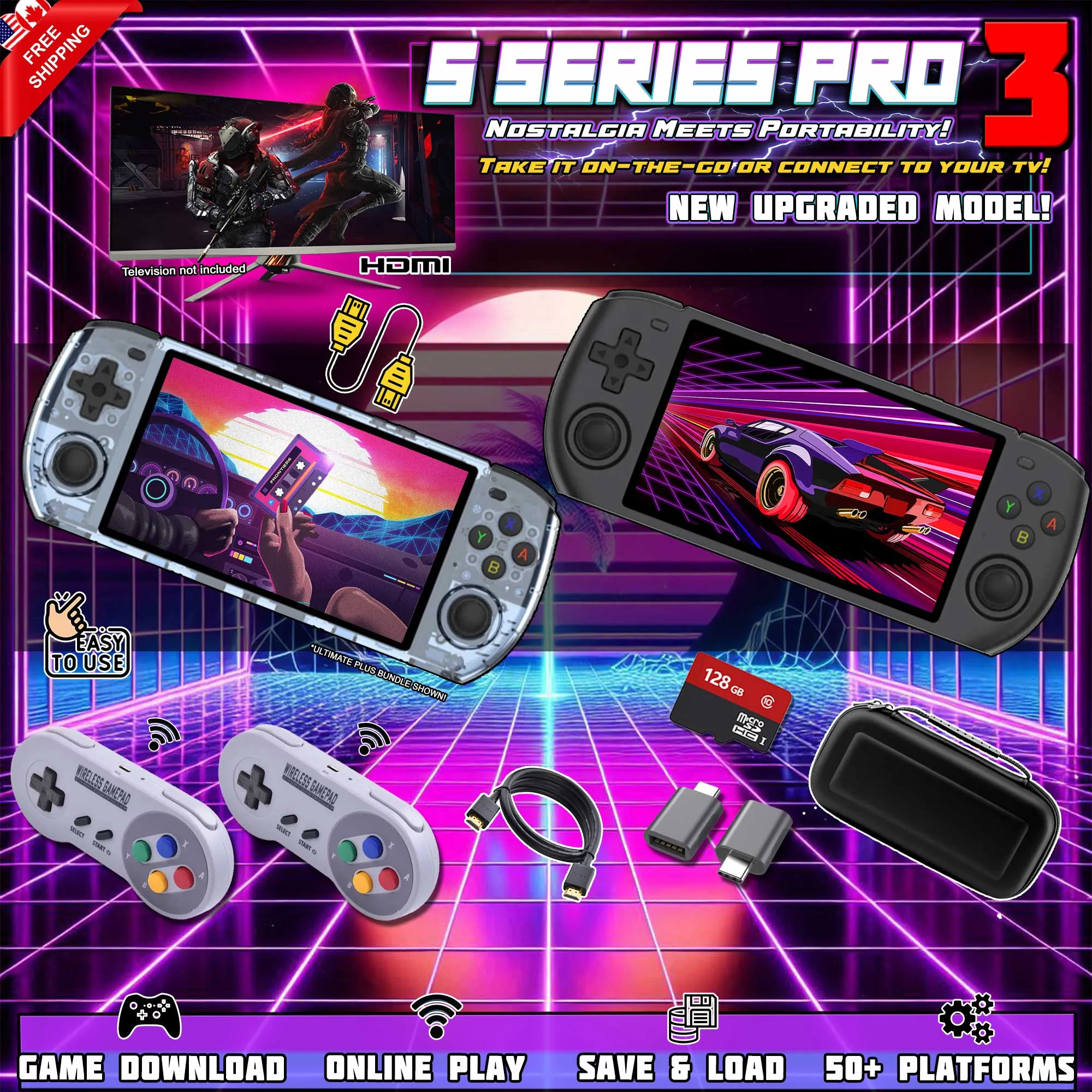 S Series Pro III - Premium Retro Handheld Game Console & Media Player
