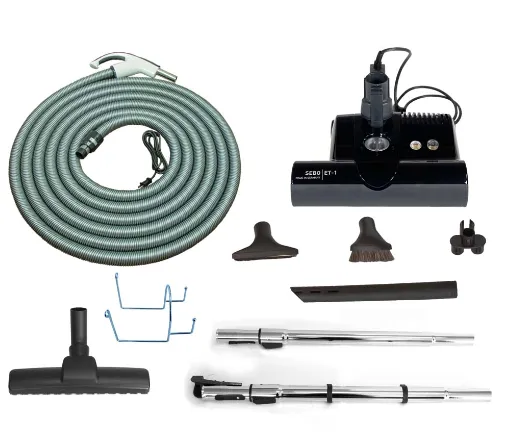SEBO Standard Central Vacuum Kit with Black ET-1F2 12″ Power Head (30Ft-35Ft)