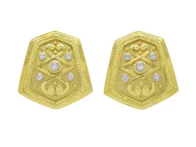 Shield Earrings with Diamonds in 18K Gold