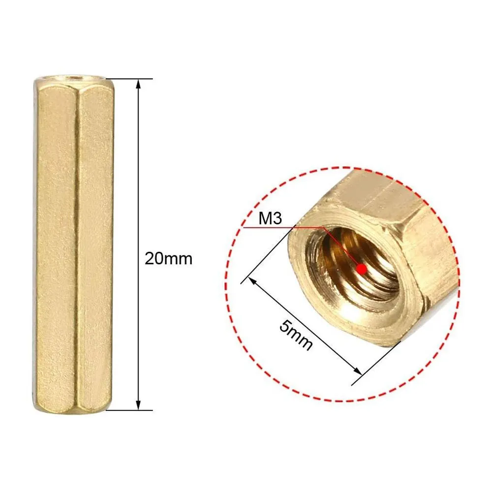 Single head Female to Female M3 hexagonal hollow copper column screw  20mm