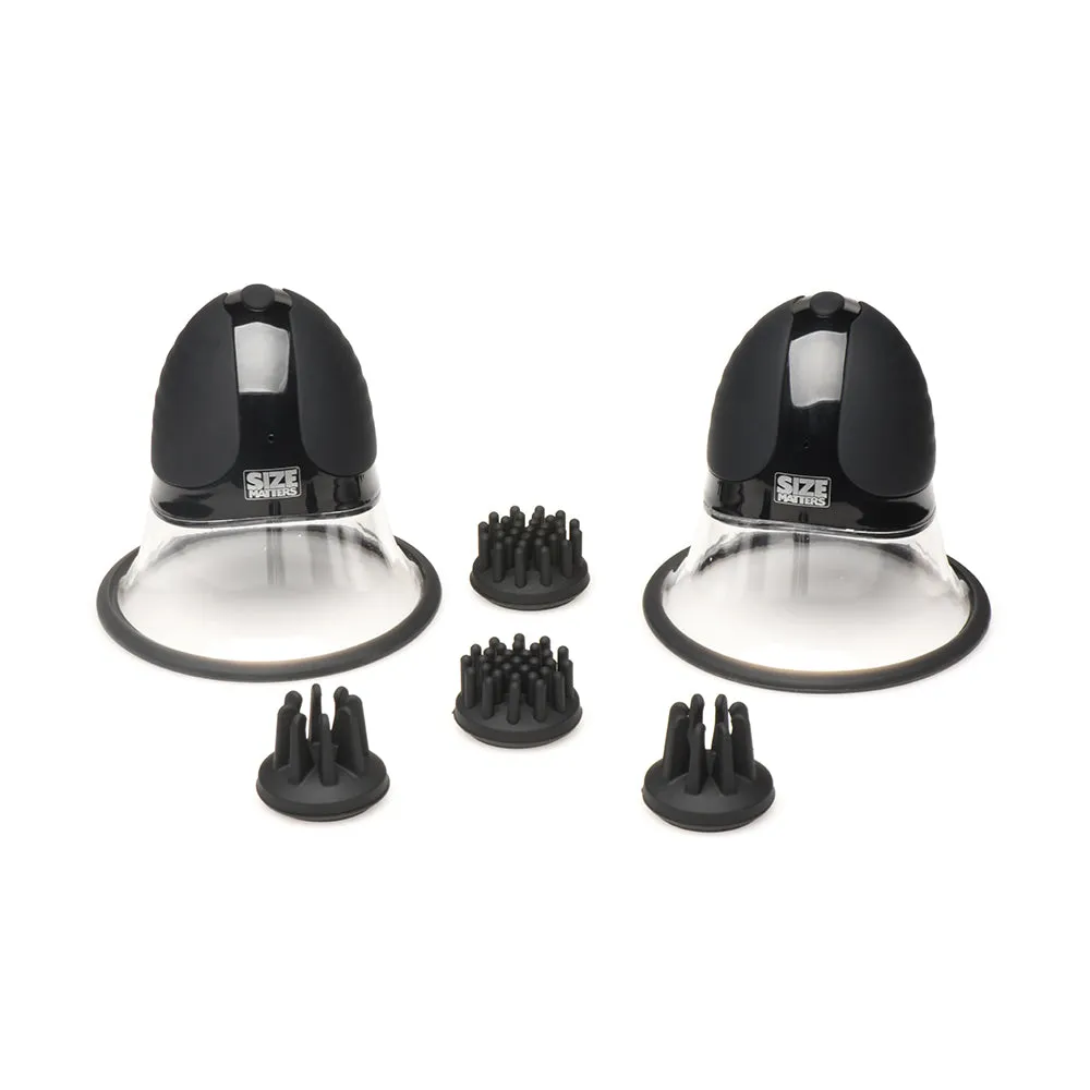 Size Matters 10X Rotating Silicone Nipple Suckers with 4 Attachments Black