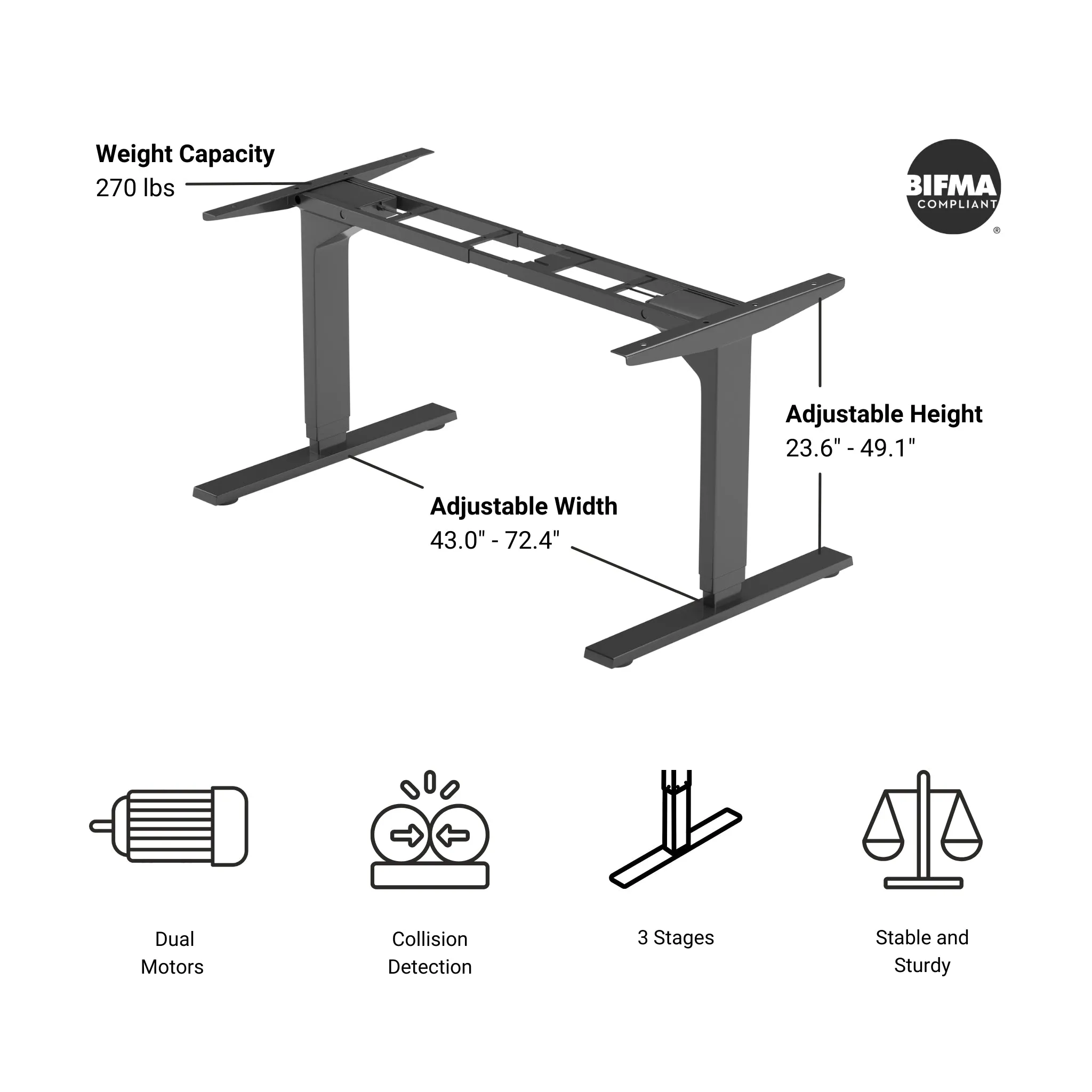 Solo Ryzer Frame-Dual Table Lift - 270 lbs - Various Colors