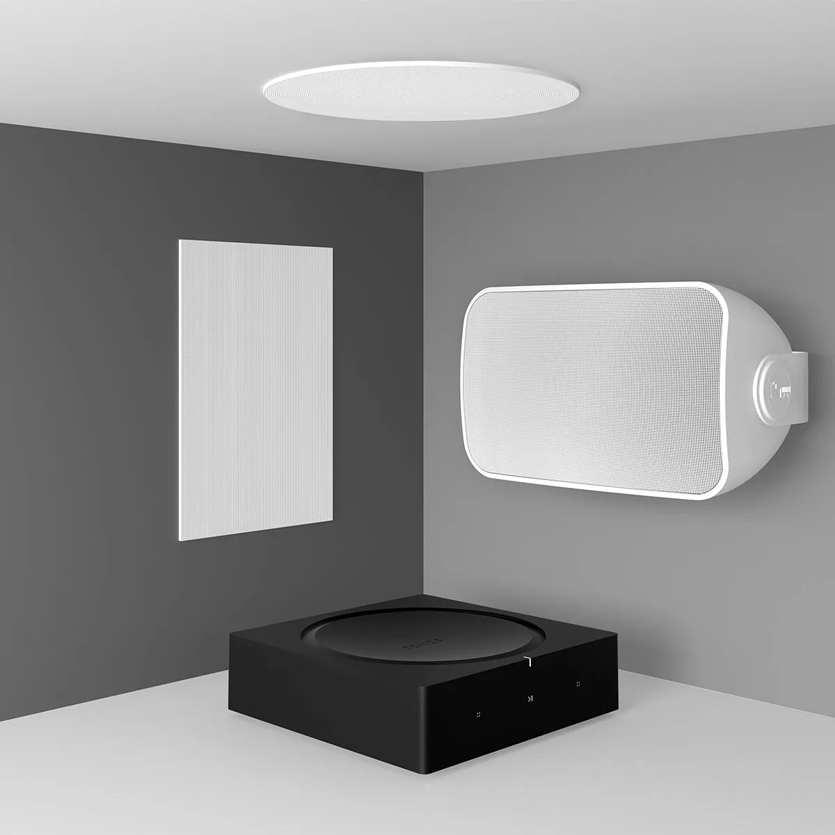 Sonos In-Ceiling Speaker Pair with Sonos In-Wall Speaker Pair and Sonos Amp Wireless Hi-Fi Player