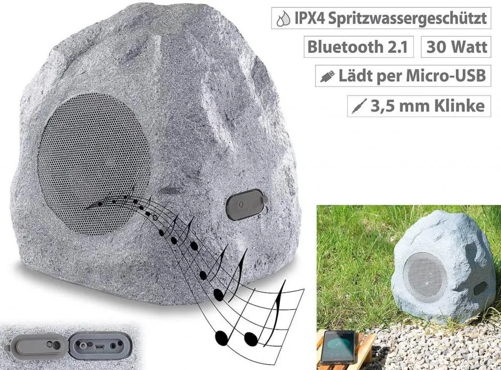 Speaker in stone design with Bluetooth - garden speaker (30 watts)