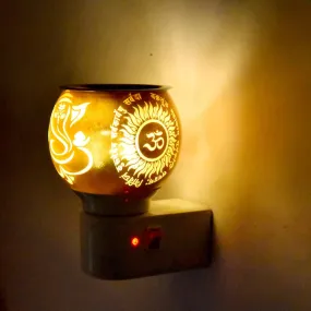 Spocky Decor Ceramic Aroma Diffuser | Kapoor Dani Cum Night Lamp Multi Functional Essential Oil Camphor Burner for Fragrance with Switch On/Off Button for Heating (Ceramic-KD-010)
