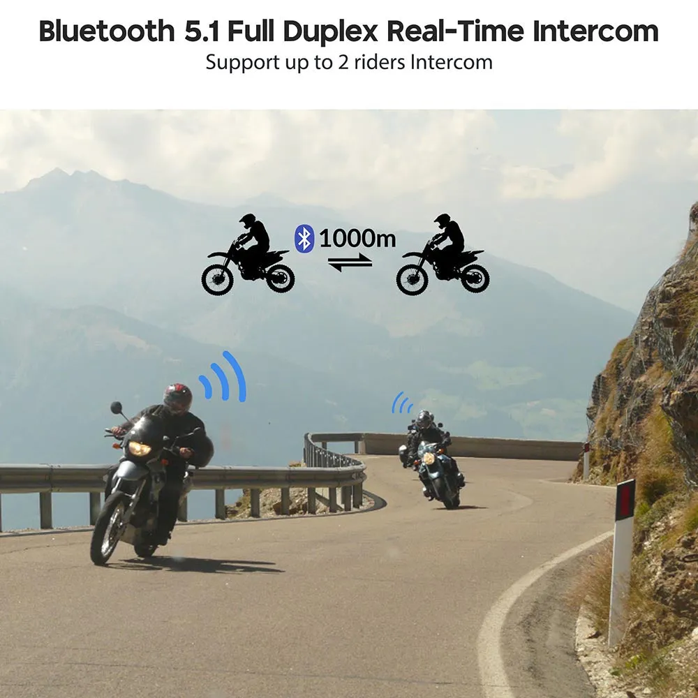 TheLAShop Motorcycle Helmet Bluetooth Headset Intercom FM Radio 2 Riders