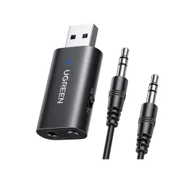 UGREEN 2-in-1 Wireless Bluetooth 5.1 USB 2.0 Transmitter & Receiver Adapter with 3.5mm Mini Audio Jack Cable, 2400MHz Range, 10M Operating Distance for Desktop, TV, Headphones, Speaker, Amplifier, Speakers, Laptop, Smartphone | 60300