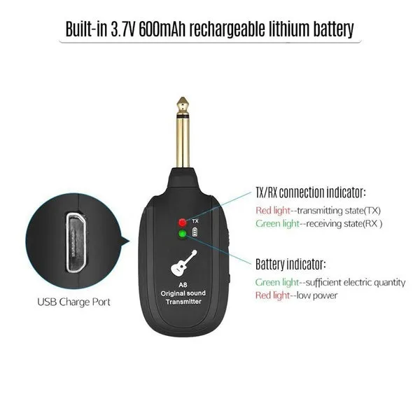 UHF Guitar Wireless System Transmitter Receiver