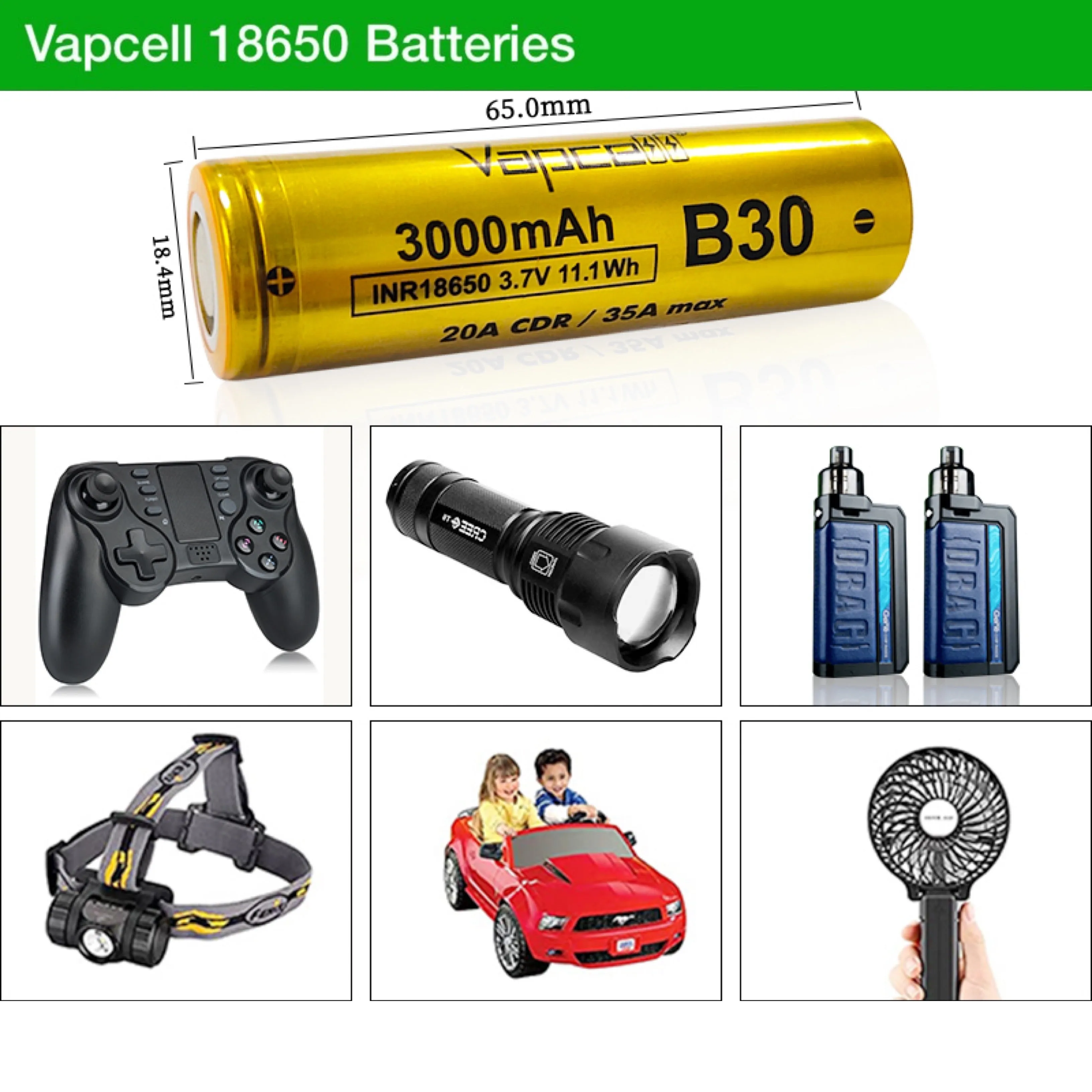 Vapcell B30 INR18650 3000mAh 3.7V 35A