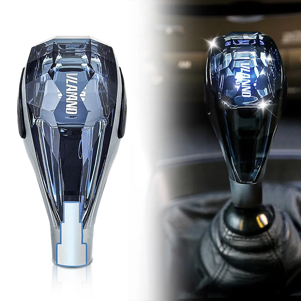 VLAND Universal Crystal Shift Knob Touch Activated LED RGB Lights Fit Most Manual / Automatic Without Lock Button Vehicles Shifter