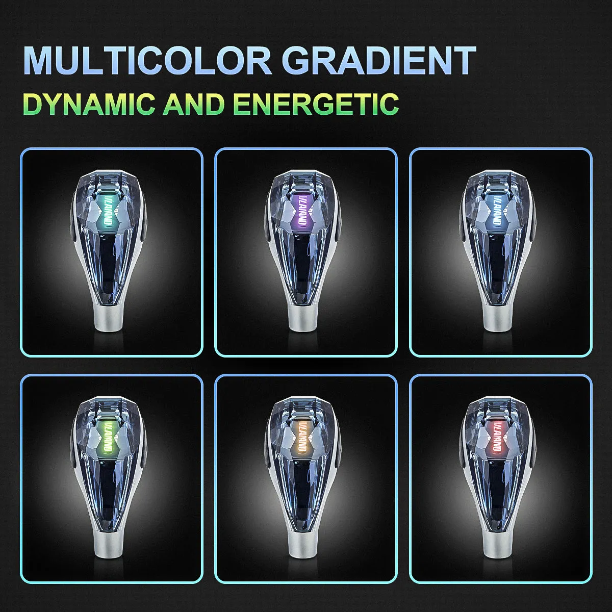VLAND Universal Crystal Shift Knob Touch Activated LED RGB Lights Fit Most Manual / Automatic Without Lock Button Vehicles Shifter