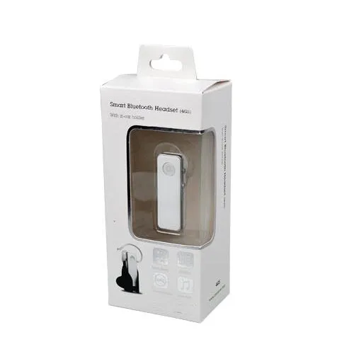 Wireless Handsfree Bluetooth Mono A2DP Headset (White) w/ Audio Streaming for