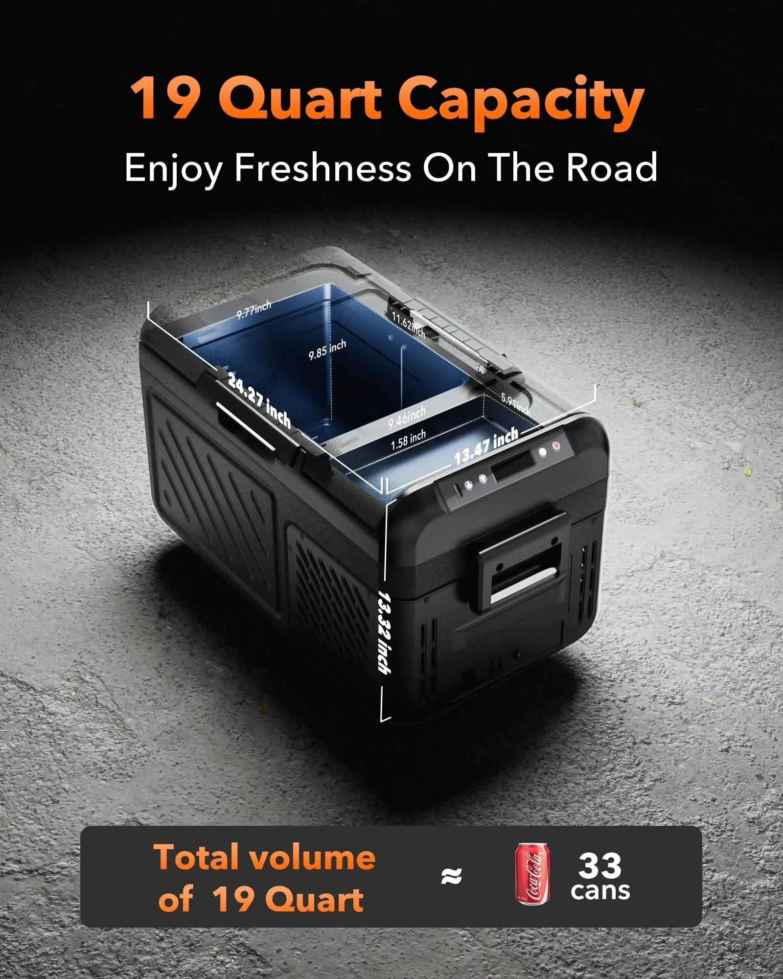WOLFBOX Car Fridge Dual Zone Portable Refrigerator large 19quart /26quart capacity 12/24V DC